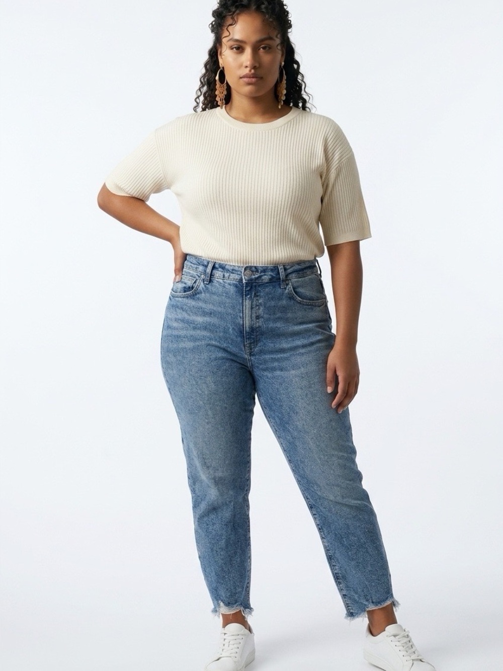 High-Rise Straight Leg Women’s Jeans in Light Blue Wash